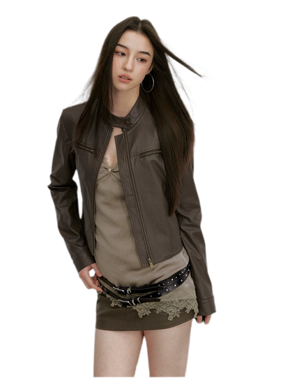 PU Leather Cropped Jacket