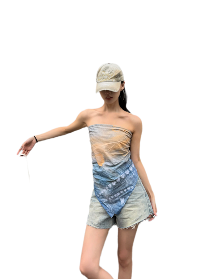 Denim Print Silk Scarf