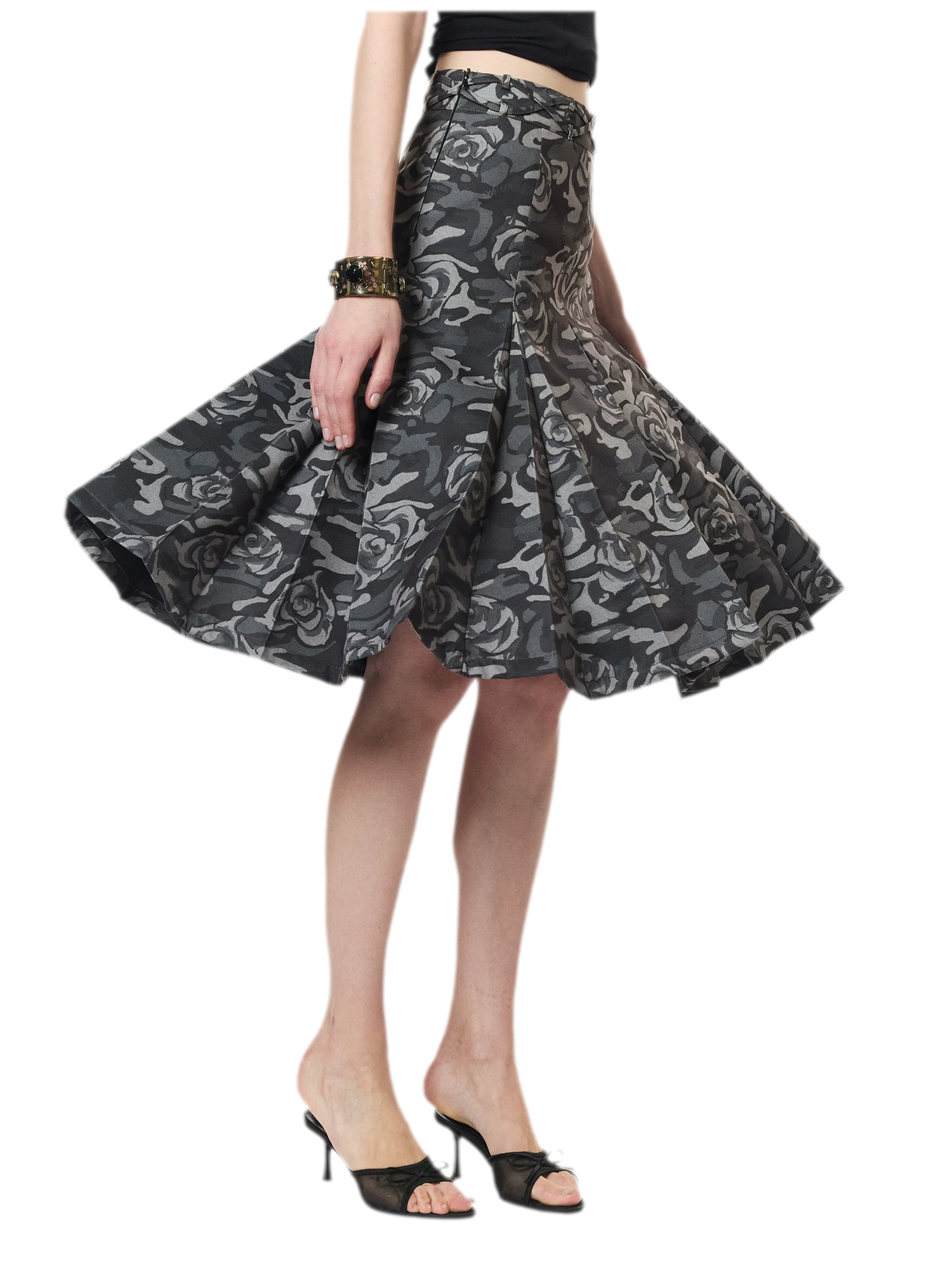Low Waist Pleated A-Line Skirt