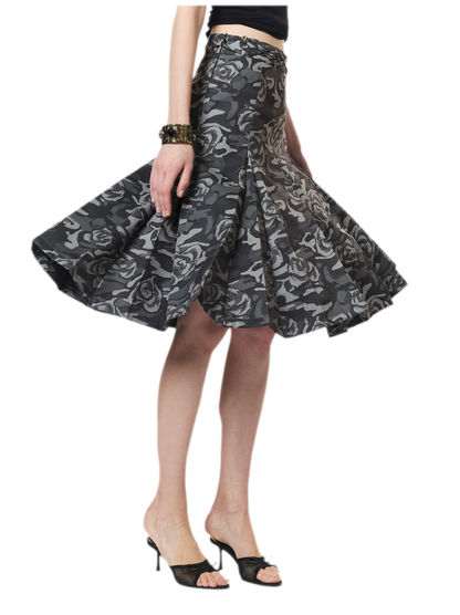 Low Waist Pleated A-Line Skirt
