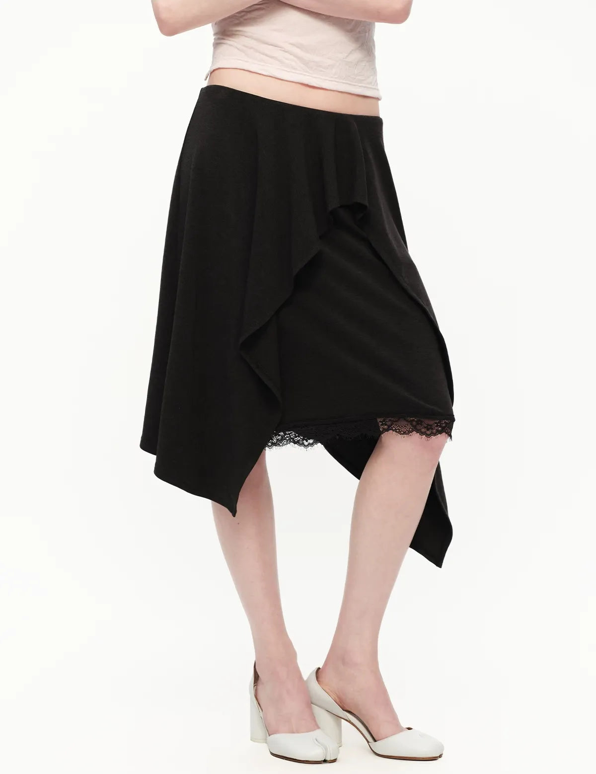 Lyocell Asymmetric Lace Skirt