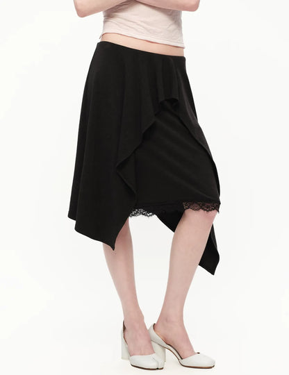 Lyocell Asymmetric Lace Skirt