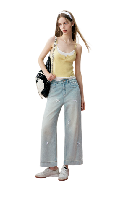 Cream Bow Knit Tank