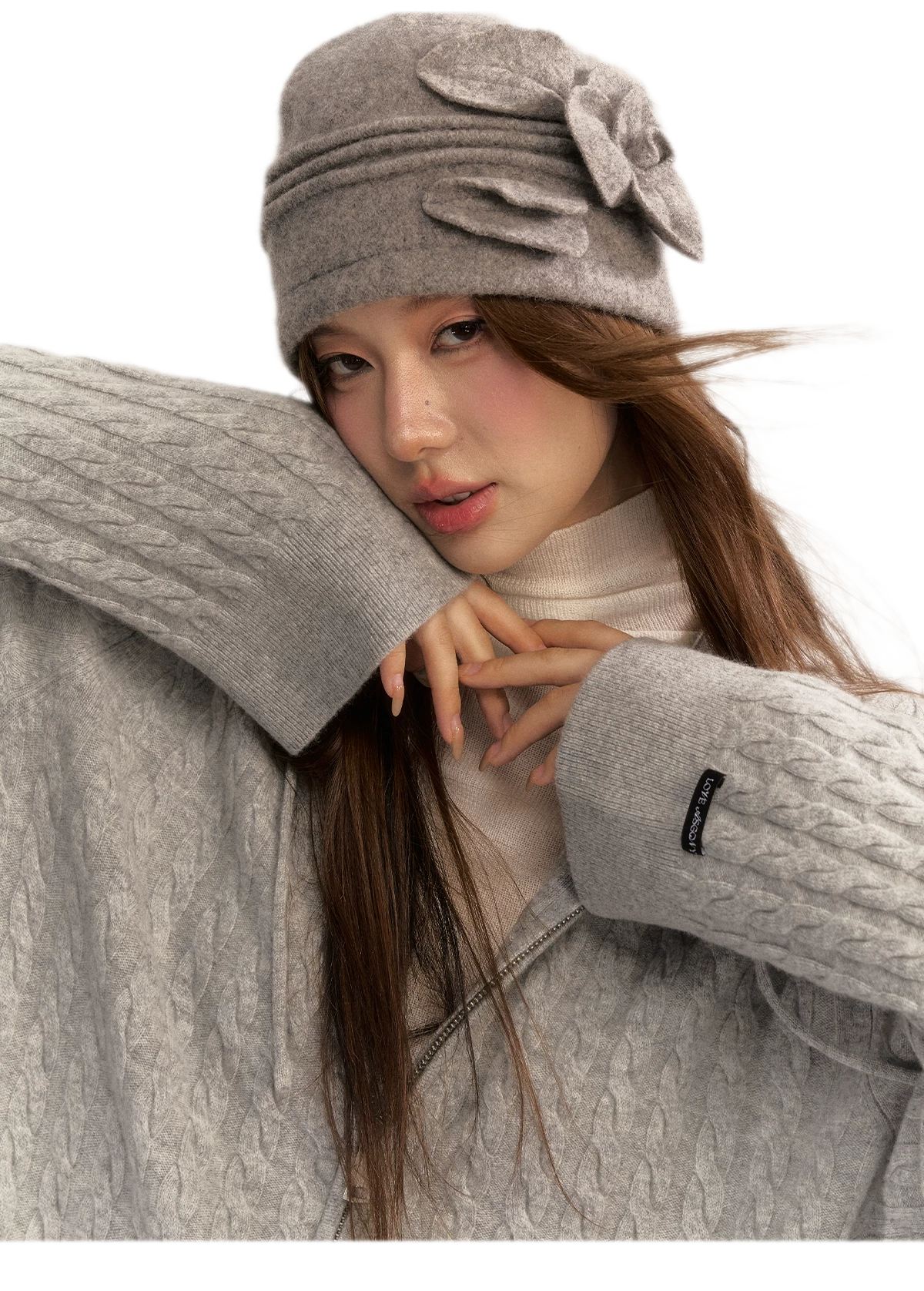 Wool-Blend Cable-Knit Hooded Set