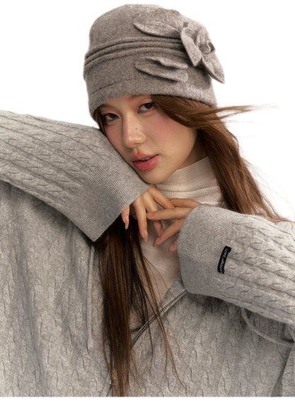 Wool-Blend Cable-Knit Hooded Set