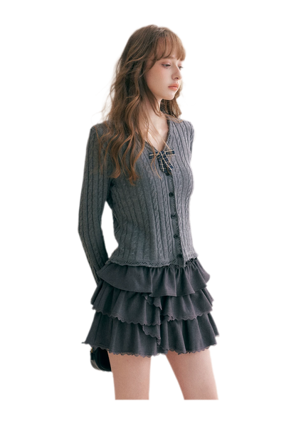 Cable Knit V-Neck Cardigan