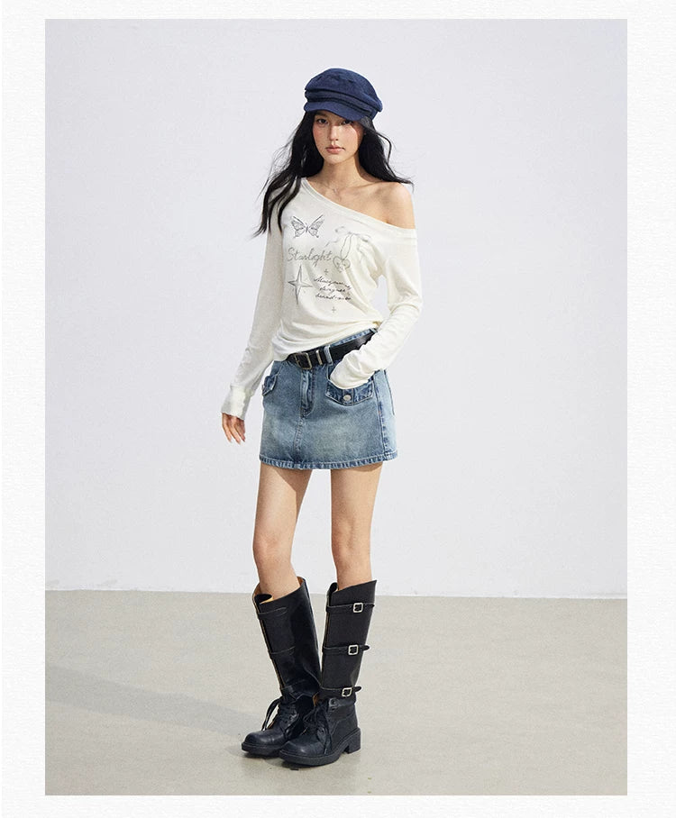 Asymmetric Off-Shoulder Sun Protection T-Shirt