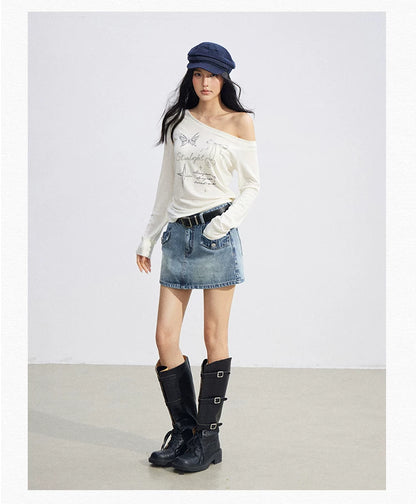 Asymmetric Off-Shoulder Sun Protection T-Shirt