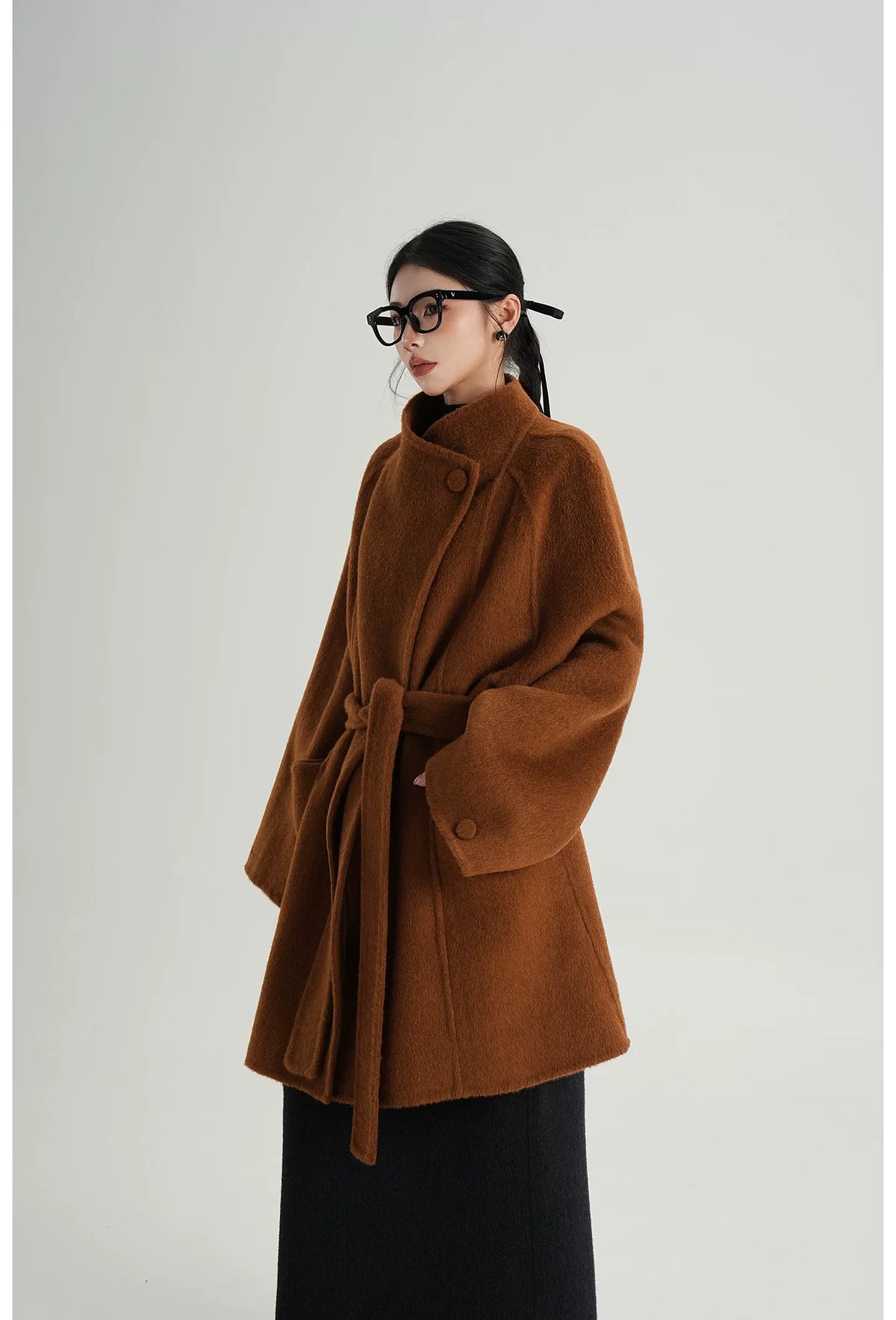 Manteau oversize en laine brossée