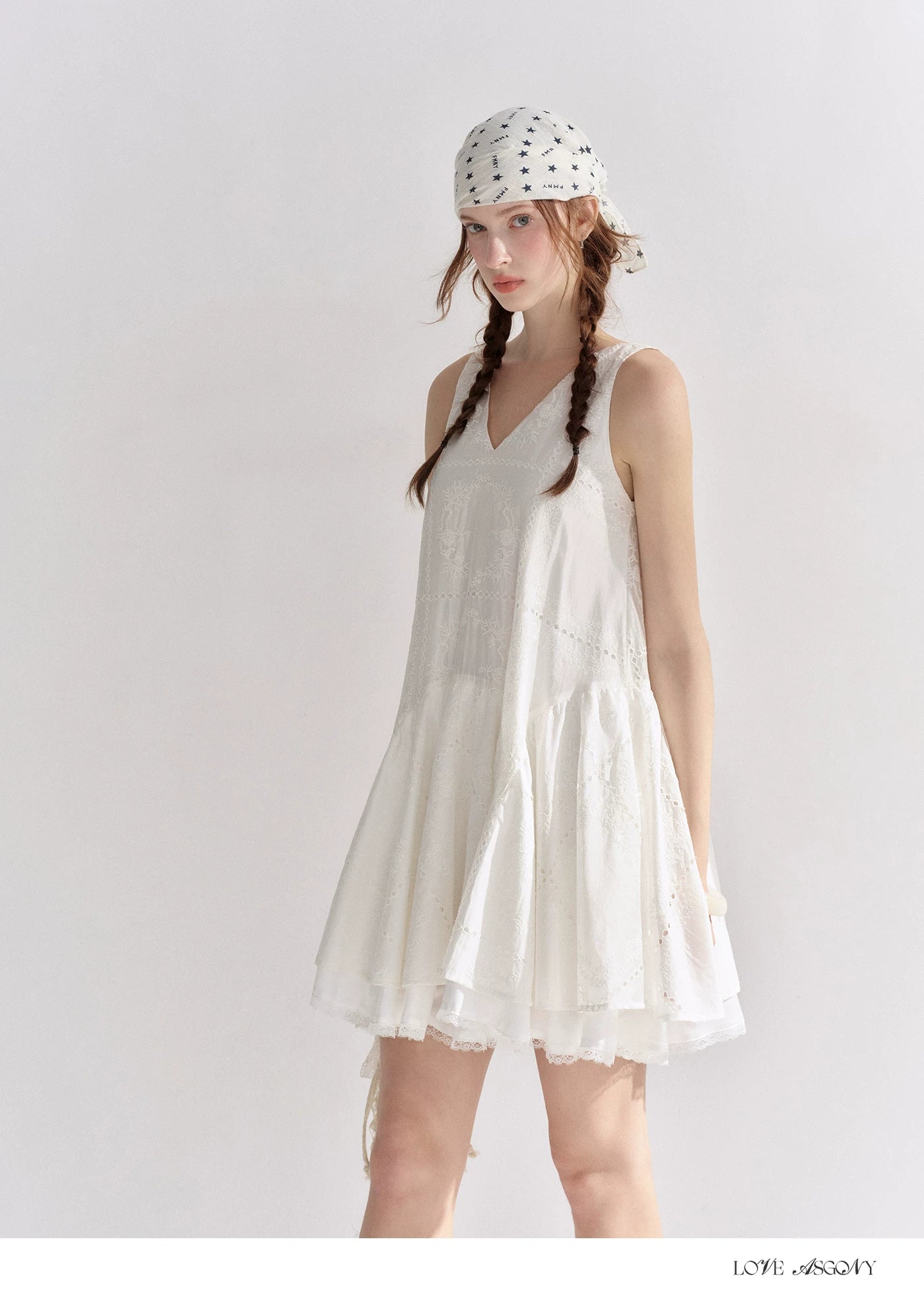 Soft White Embroidered Sleeveless Dress