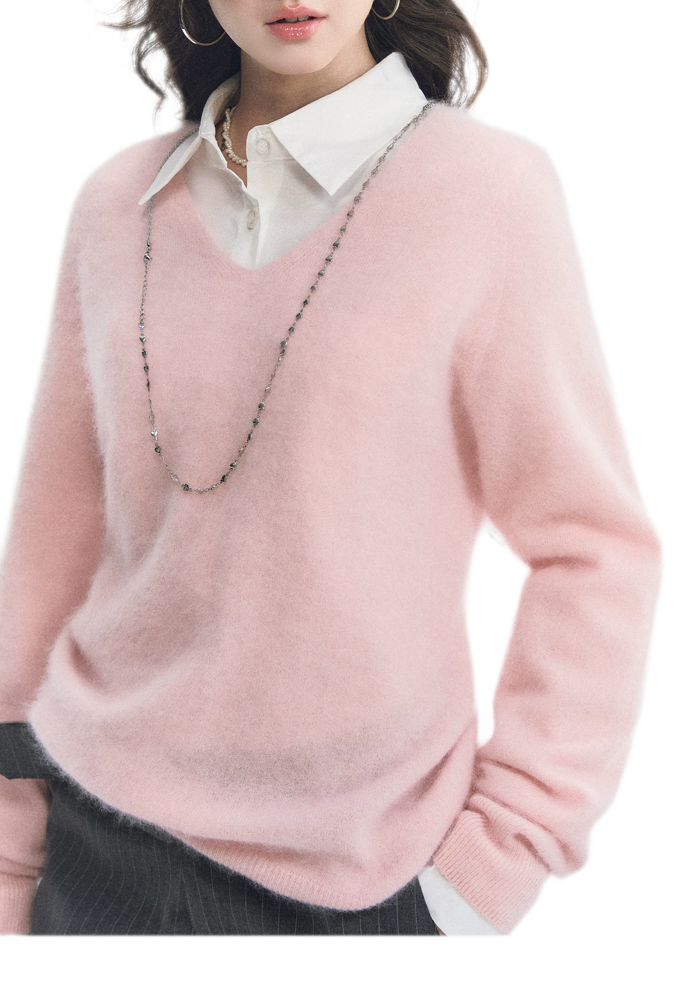 Brushed V-Neck Wool Sweater