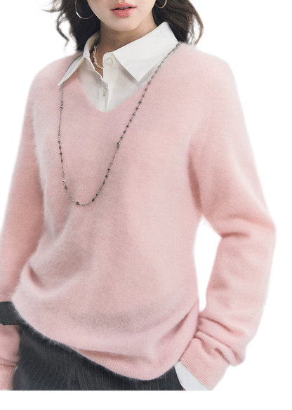 Brushed V-Neck Wool Sweater