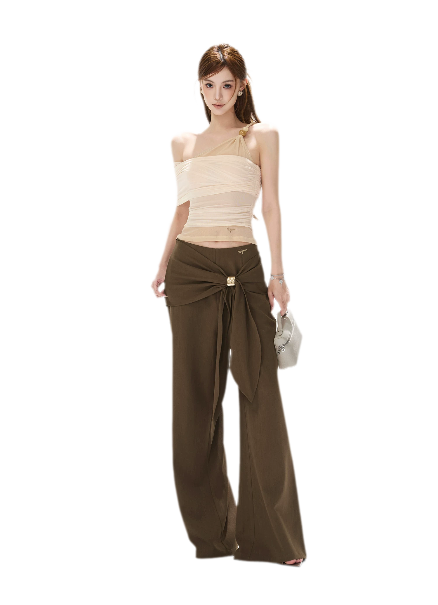 Twist Belt Wide-Leg Pants