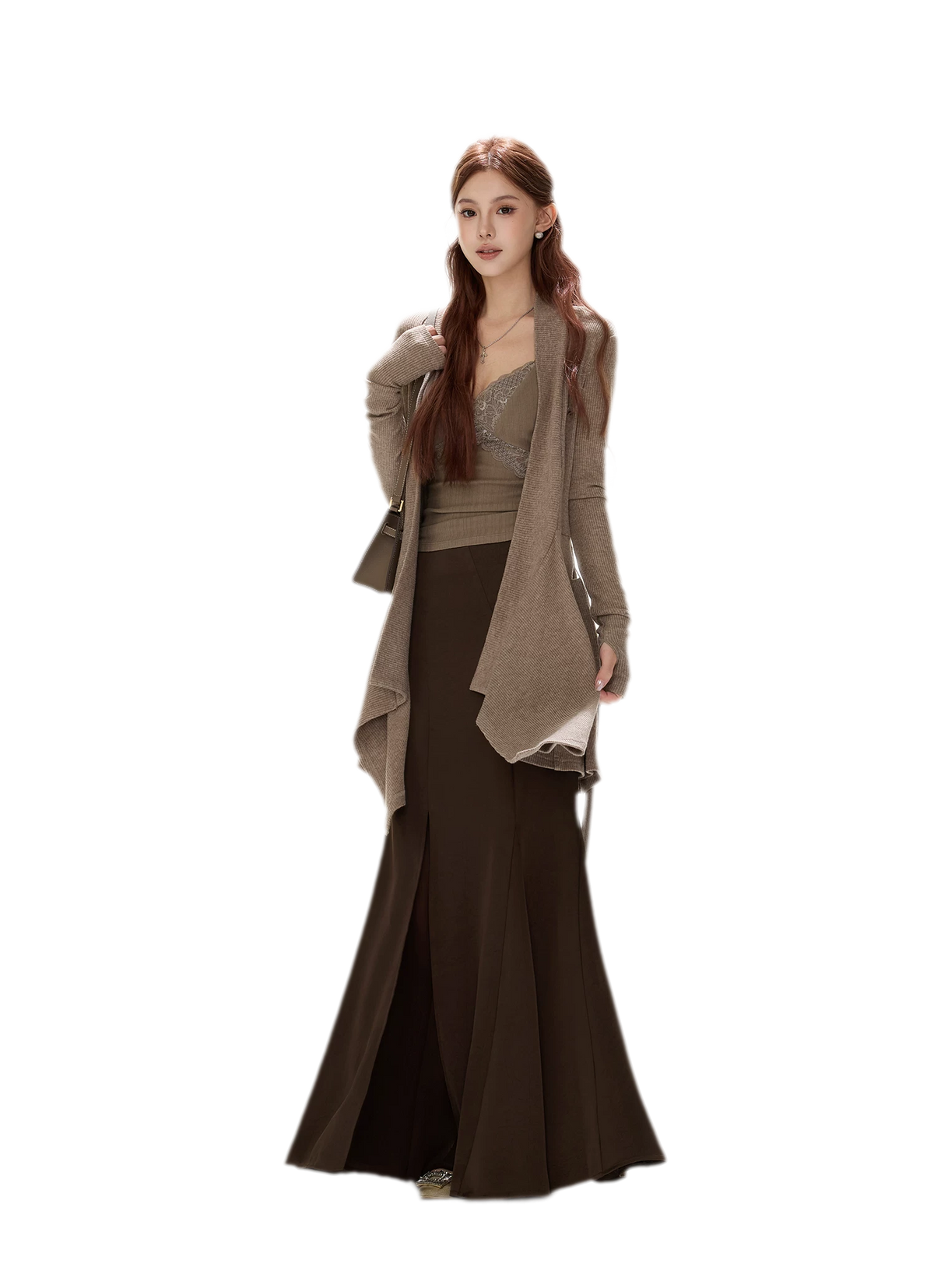 Matte Drape Irregular Hem Cardigan