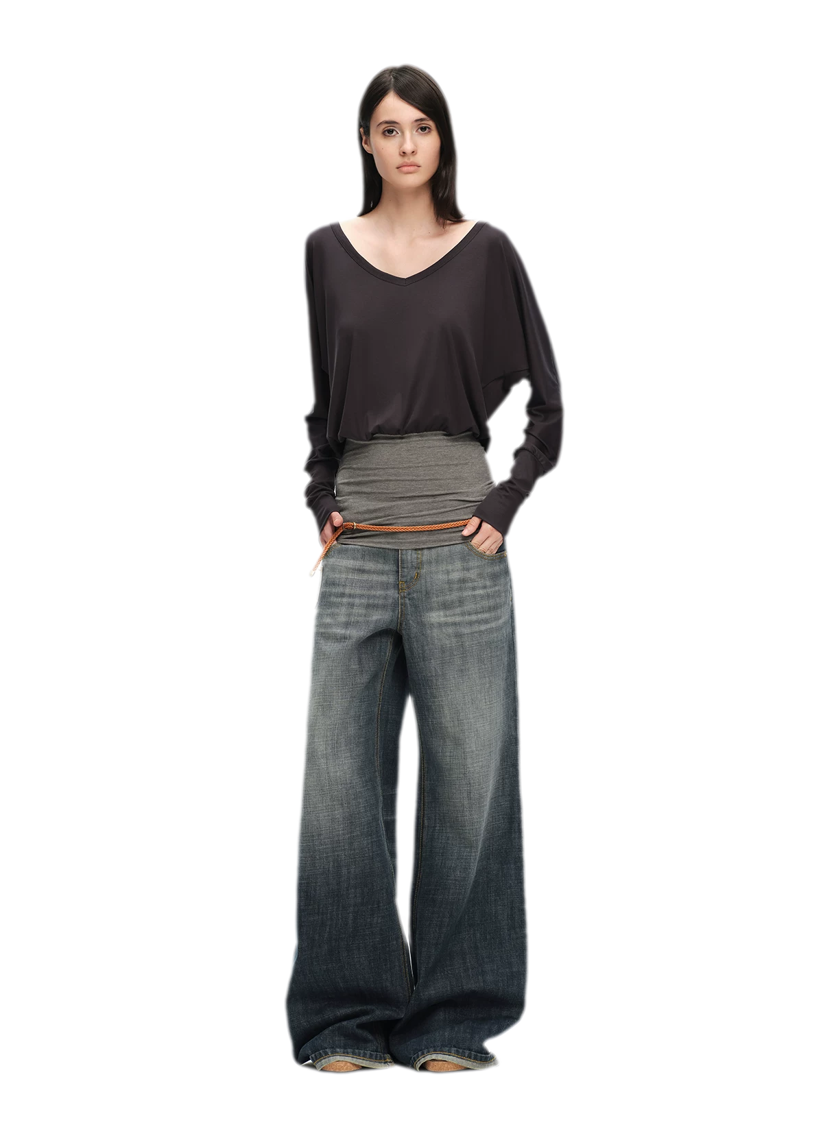 Washed Cotton Straight-Leg Jeans