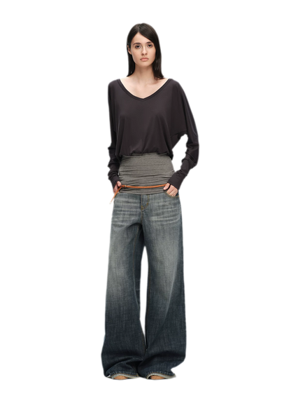 Washed Cotton Straight-Leg Jeans