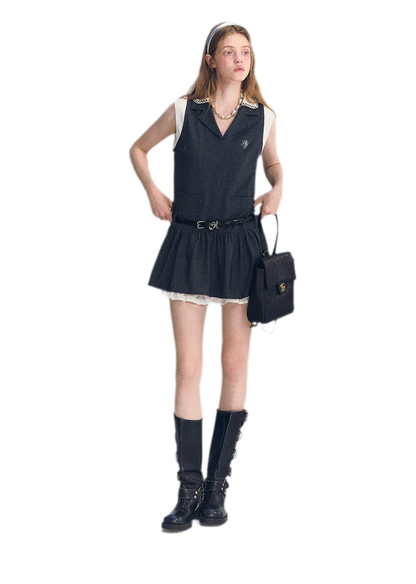 Contrast Collar Cami Dress