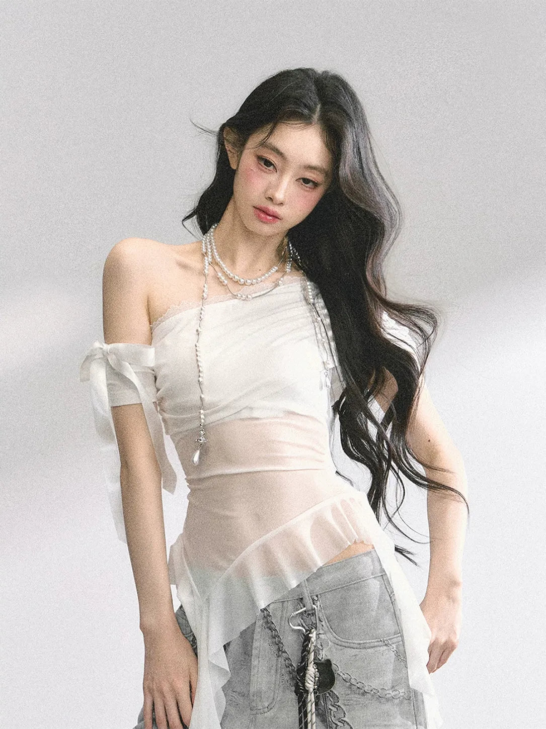 Sheer Off-Shoulder Tee