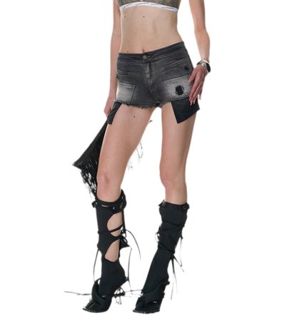 Washed Distressed Denim Shorts