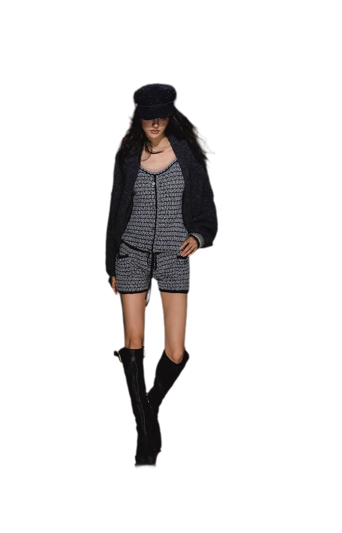 Gestreiftes Woll-Jumpsuit-Set