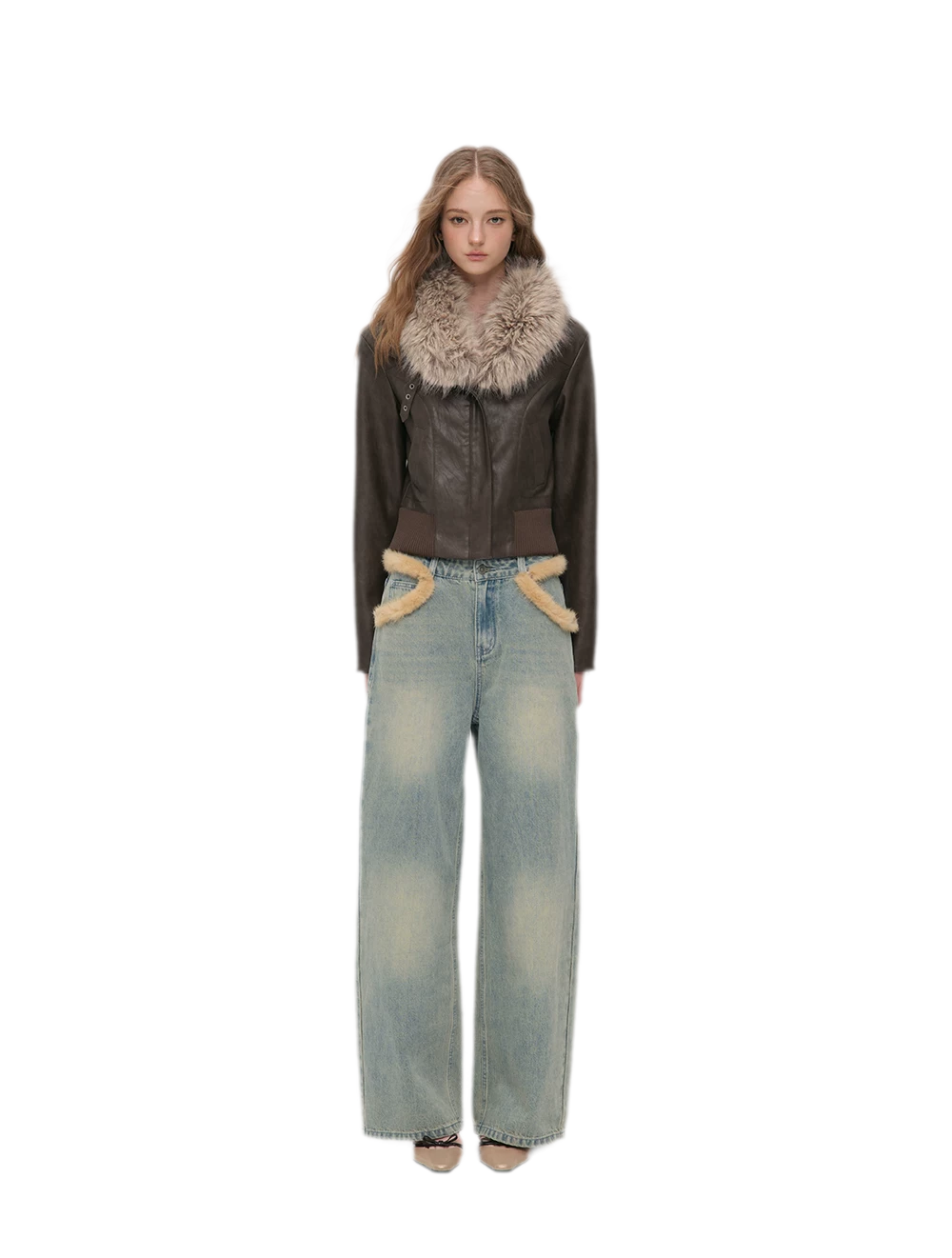 Textured Cropped PU Jacket