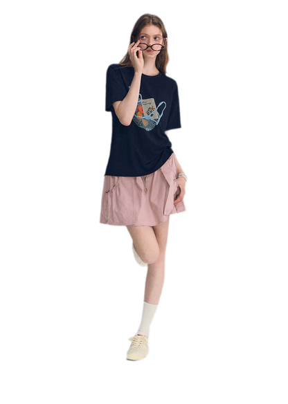Drawstring A-Line Skirt