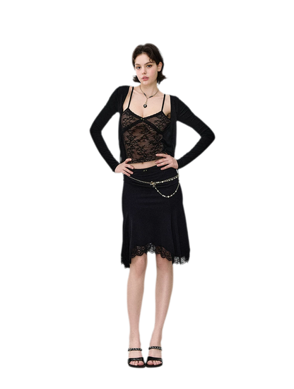 Lace Mermaid Midi Skirt