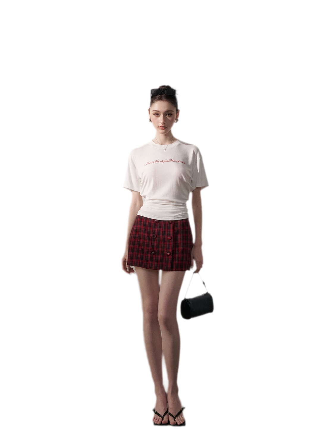 Letter Ruched Short T-Shirt