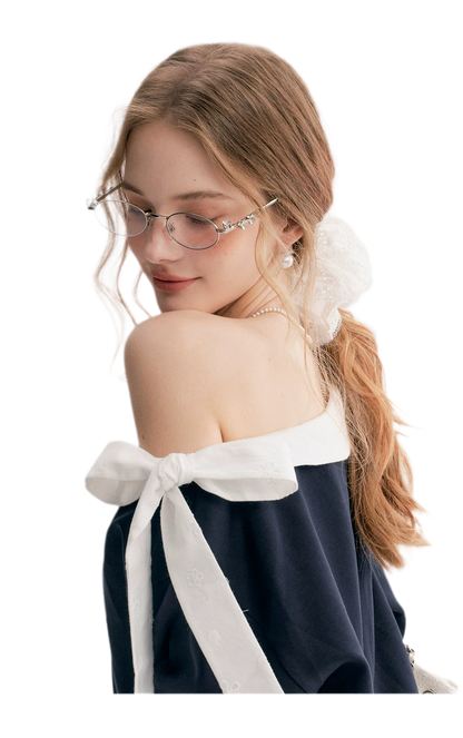 Balletcore Lace Collar Sweatshirt
