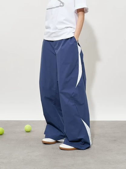 Pleated Color-Block Nylon Trousers