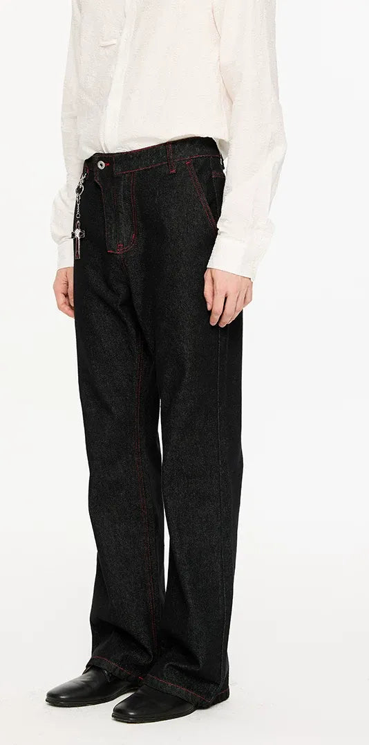 Washed Bootcut Raw-Denim Jeans