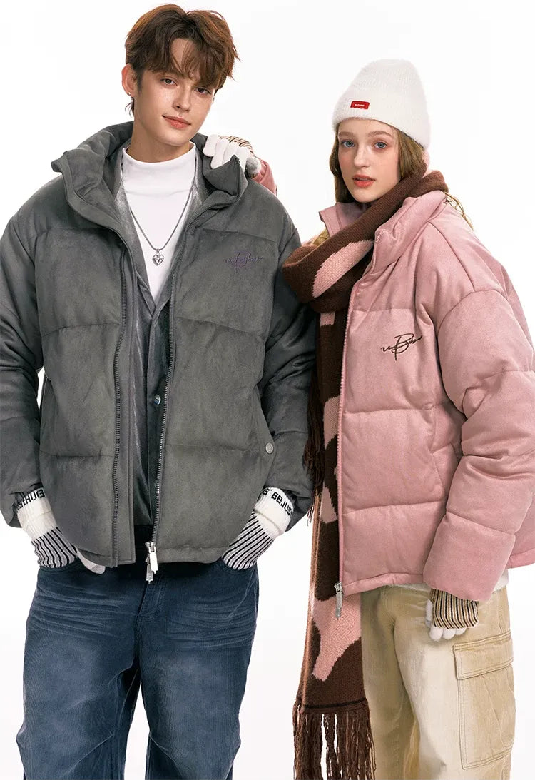 Suede Oversized Down Puffer Jacket