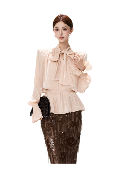 Pearlescent Tie Waist Blouse