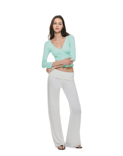 Crossfront Ribbed V-Neck Top