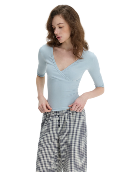 Crossover V-Neck Fitted Top