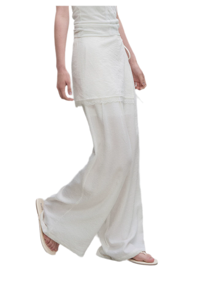 Textured Low-Waist Wide-Leg Trousers