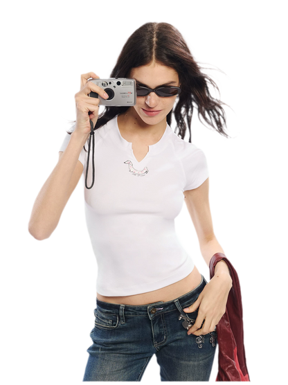 Summer V-neck Slim Fit T-shirt