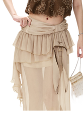 CYNR Sheer Ruffle High-Slit Skirt – view 11
