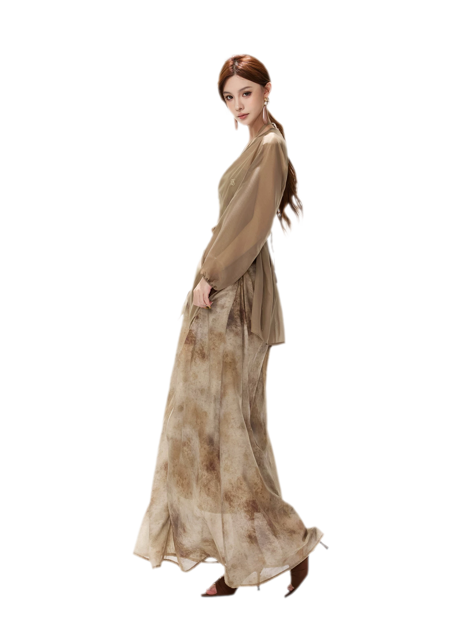 Sheer Wrap Asymmetric Blouse