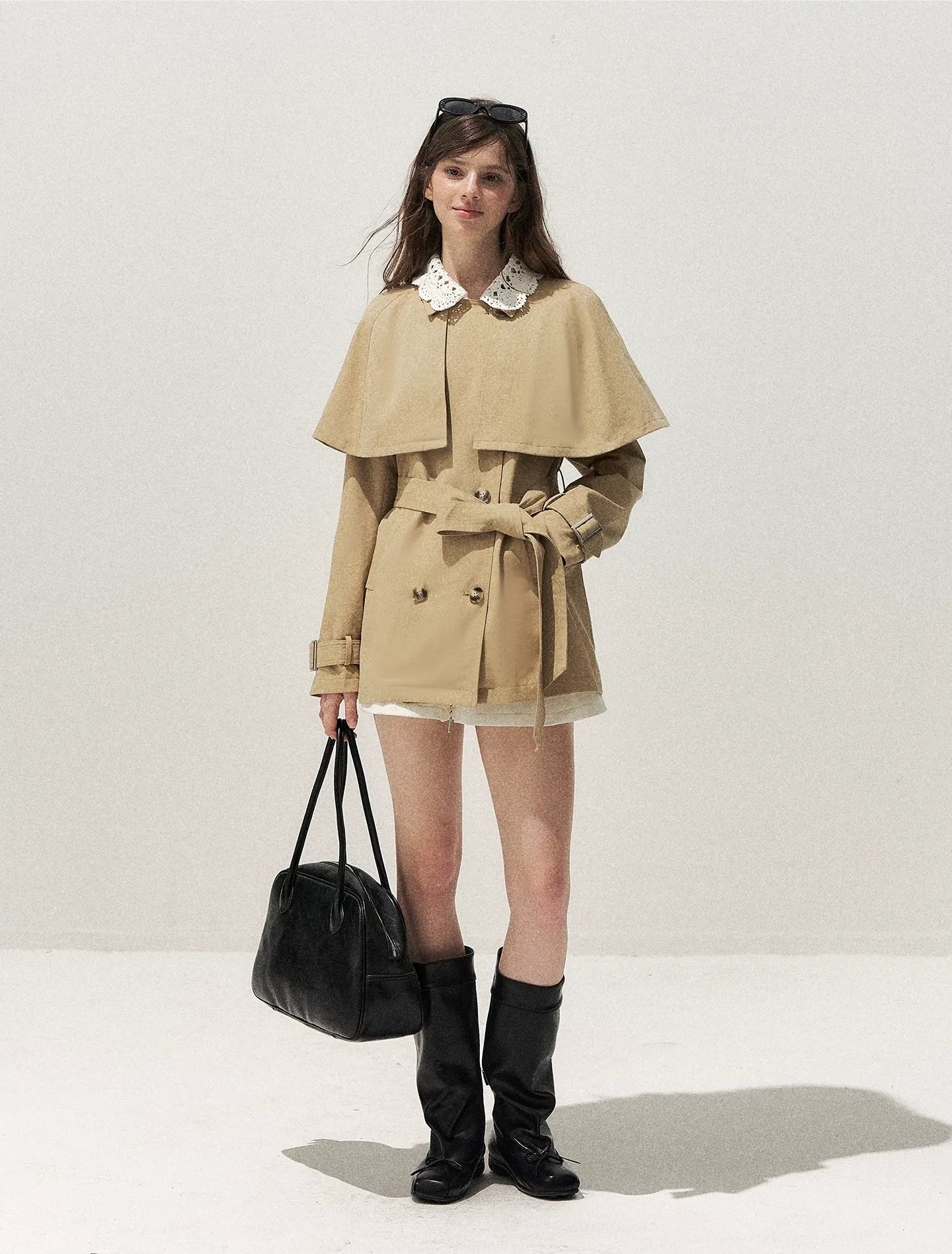 Crochet Cape Trench Coat