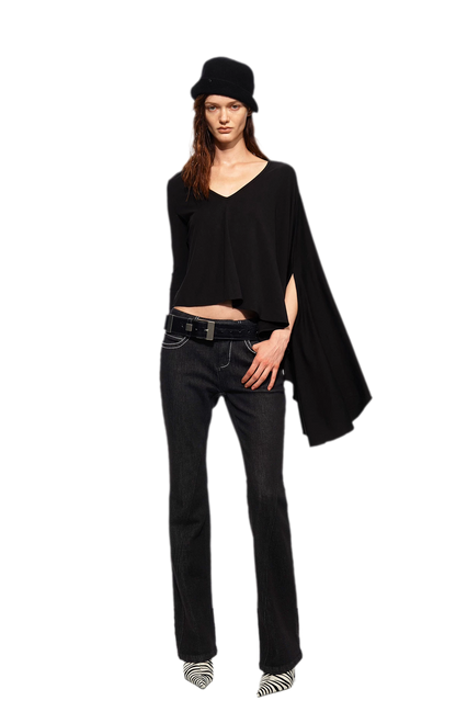 Tencel Geometric Panel Straight-Leg Jeans