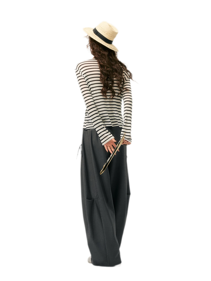 Layered Striped Knit T-Shirt