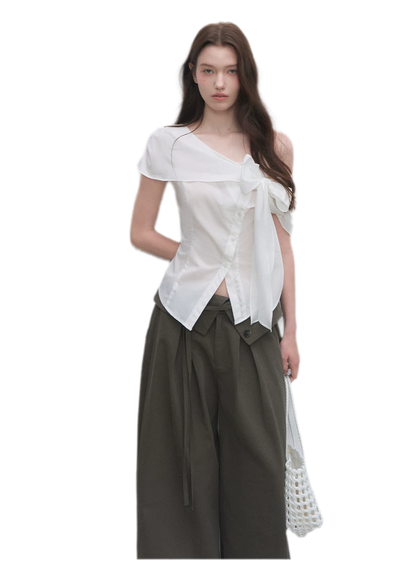 Asymmetric Bow Waist Blouse