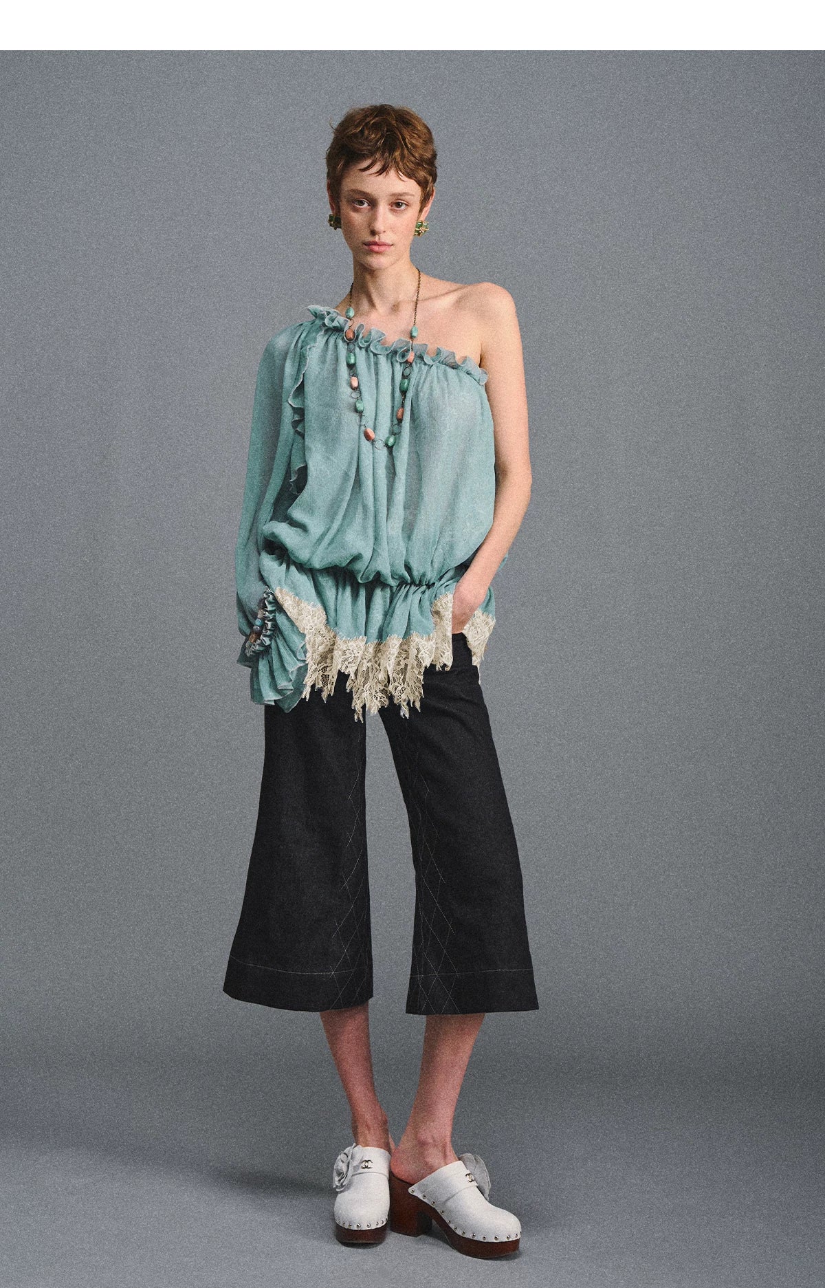 One-Shoulder Chiffon Blouse