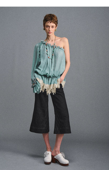 One-Shoulder Chiffon Blouse