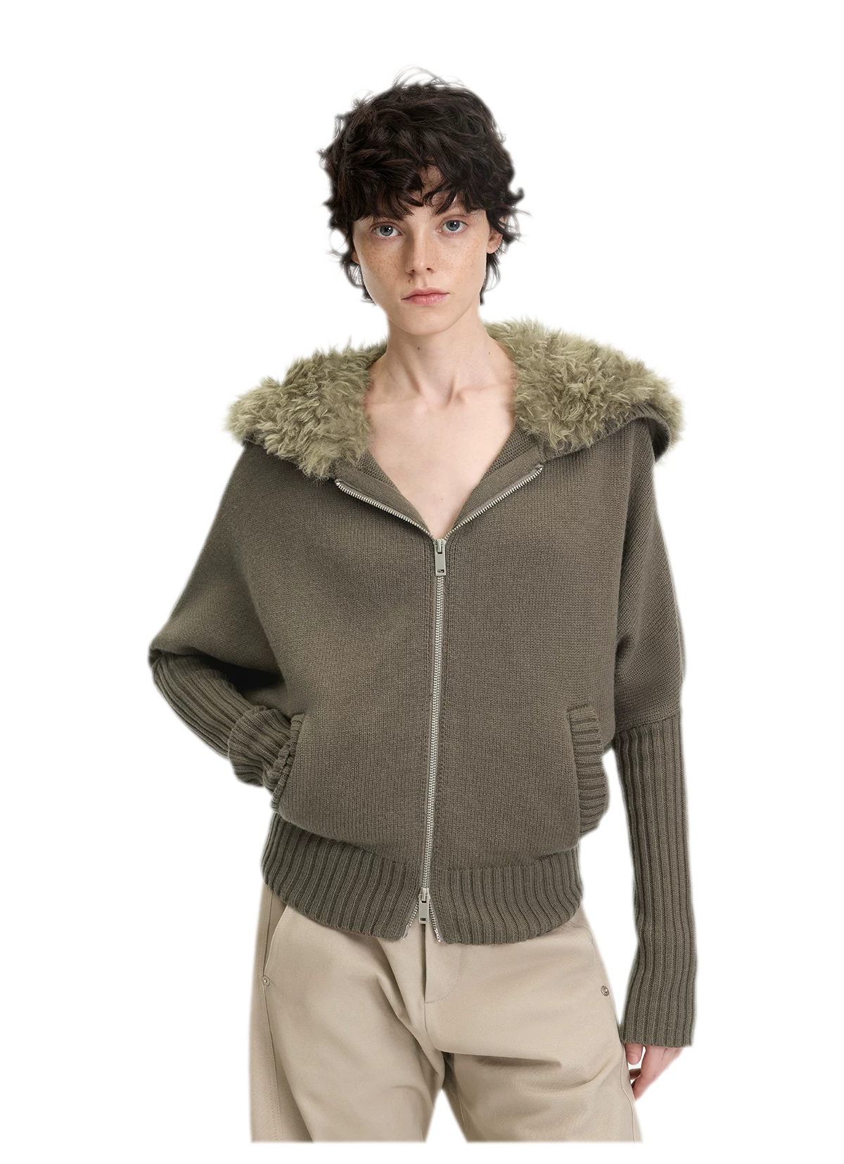 Textured Batwing Hooded Cardigan