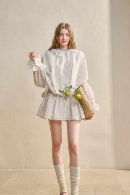 Floral Ruffle Shirt Dress