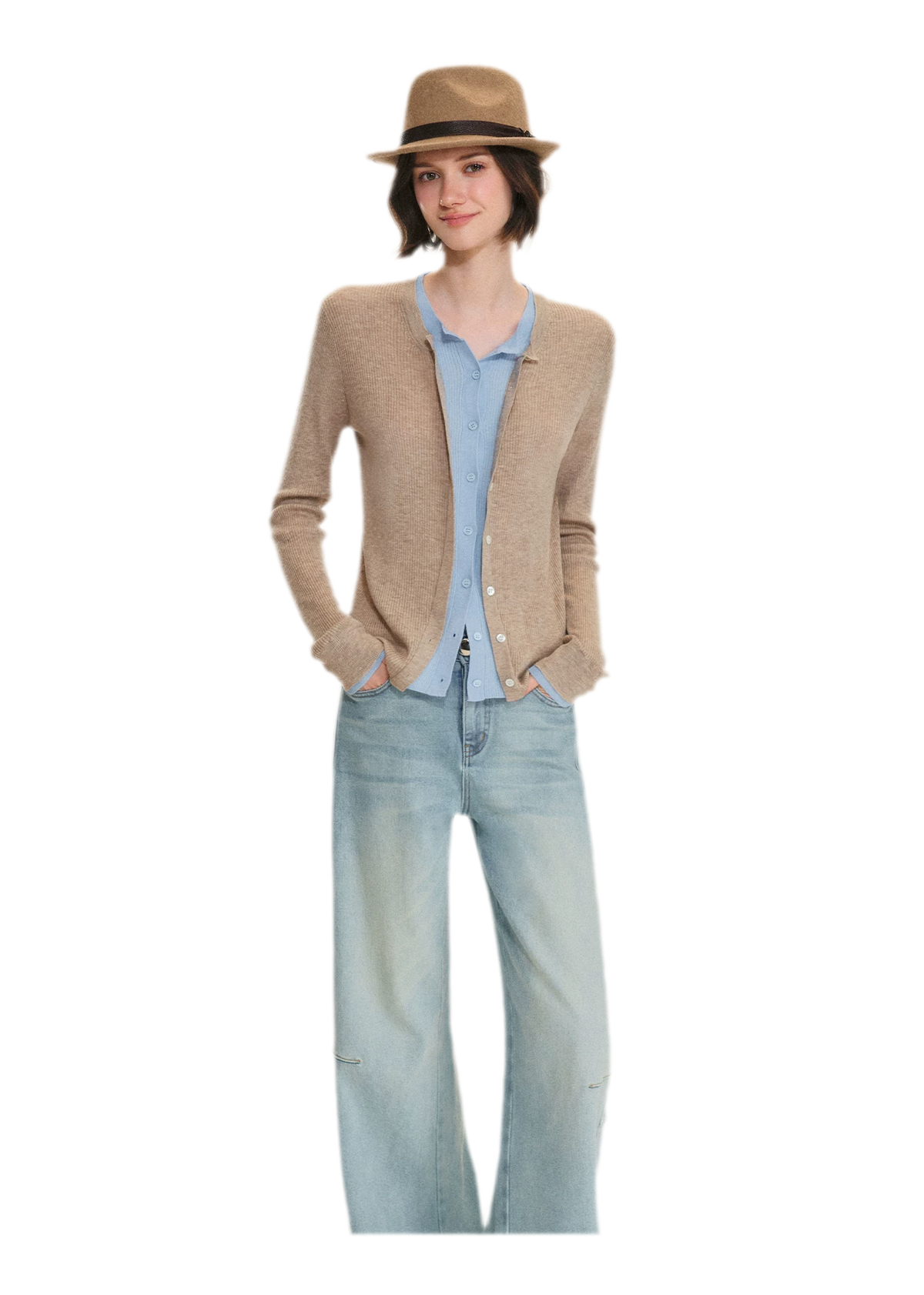 Fine Knit Contrast Cardigan
