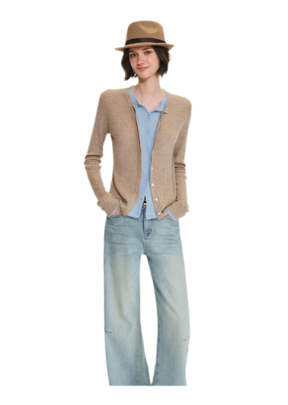 Fine Knit Contrast Cardigan
