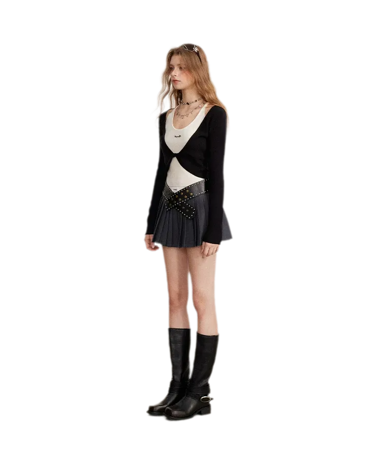 Color-Block Faux Two-Piece Knit Top